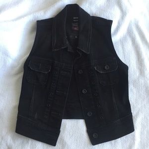 Vintage punk festival black denim vest